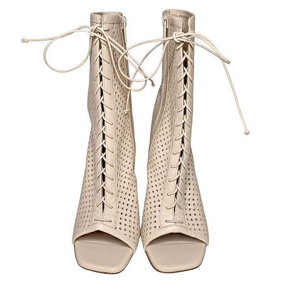 Christian Louboutin Open Condora Booty 100 Leche Leather Lace-Up Heel Boots 36.5 - Picture 2 of 11